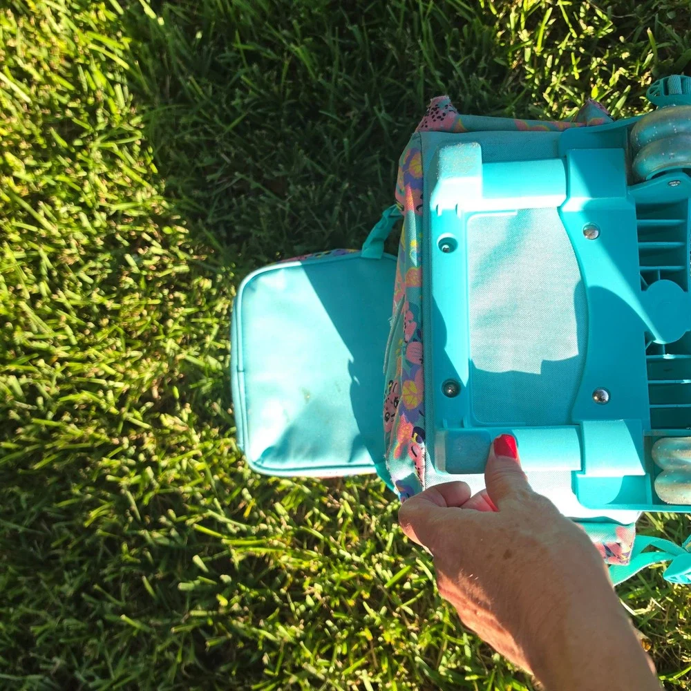 Kids Rolling Backpack and Lunch Box Set Turquoise Leopard Floral 3D Ears